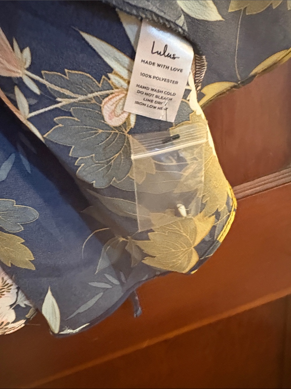 Lulu's Navy Floral Wrap Dress with Yellow & Blush Blooms - Picture 3 of 8